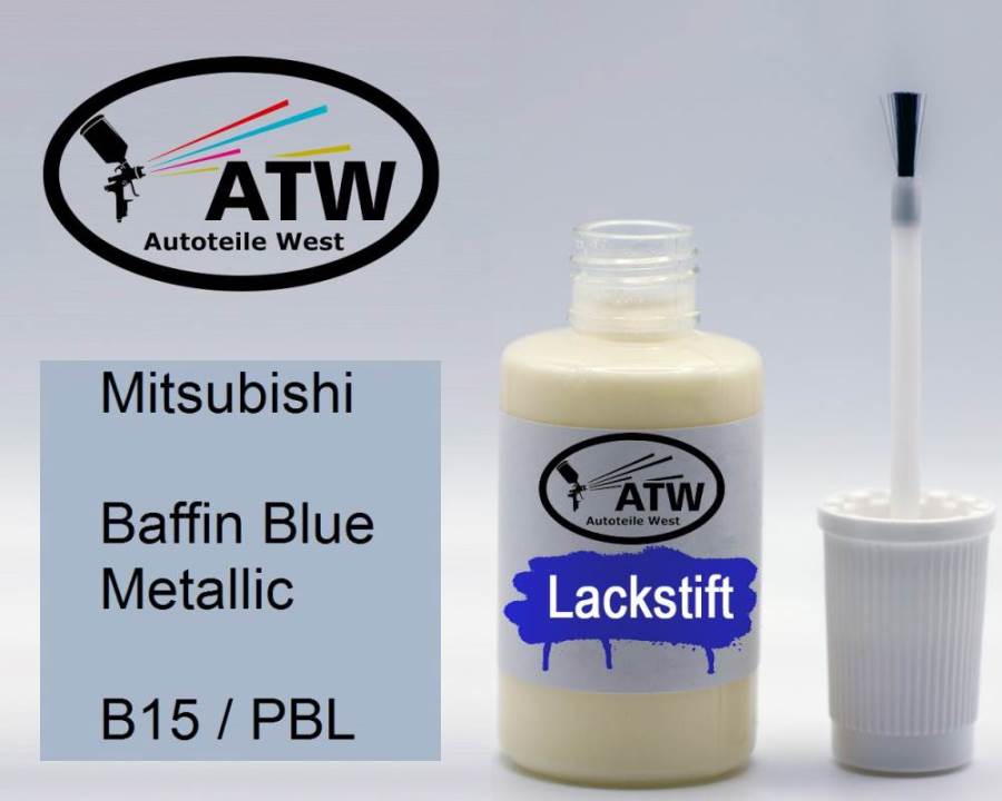 Mitsubishi, Baffin Blue Metallic, B15 / PBL: 20ml Lackstift, von ATW Autoteile West.